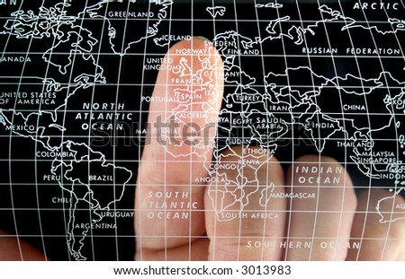 Map with Finger on the Uk