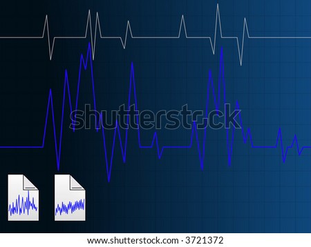Blue and white heartbeat lines over a blue fading background