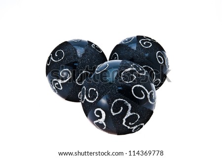 New Year\'s black spheres were photographed on a white background