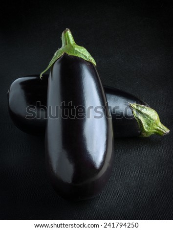 the beautiful ripe eggplant was photographed in a photographic studio