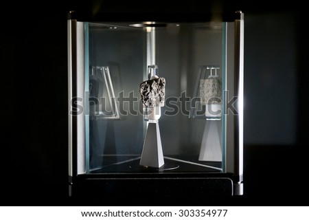 LONDON, ENGLAND - MAY 31: Moon Rock in Science Museum in London on May 31, 2015 in London