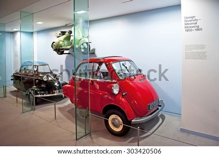 LONDON, ENGLAND - MAY 31: Design Diversity Mininal Motoring 1950 -1965 in Science Museum in London on May 31, 2015 in London