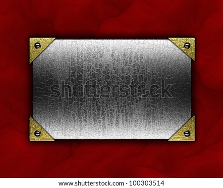 the gold plate on a red background