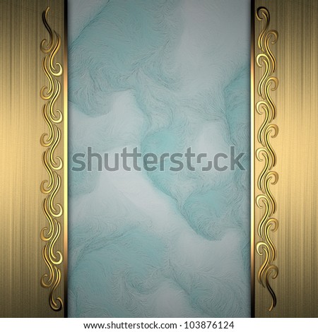 Beautiful pattern on a gold frame on a blue background