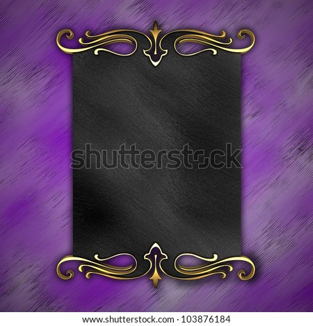Purple Background with Black plate and a beautiful gold trim