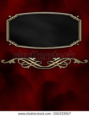 Gold Pattern on a black plate on a red background