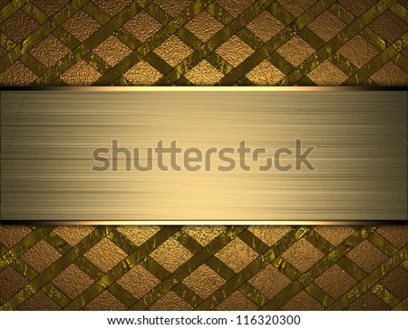 The template for the inscription. Abstract gold Background in a grid with abstract gold nameplate.
