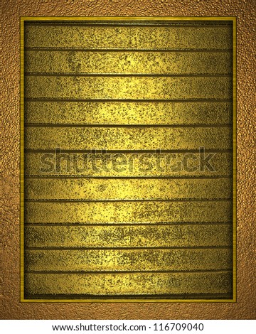The template for the inscription. Beautiful gold Background with gold nameplate for writing.