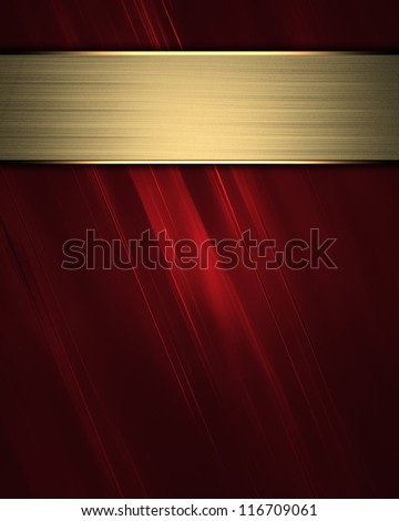The template for the inscription. Beautiful red  Background with gold nameplate for writing.