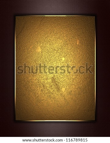 The template for the inscription. Brown Background with gold nameplate for writing. Abstract background.