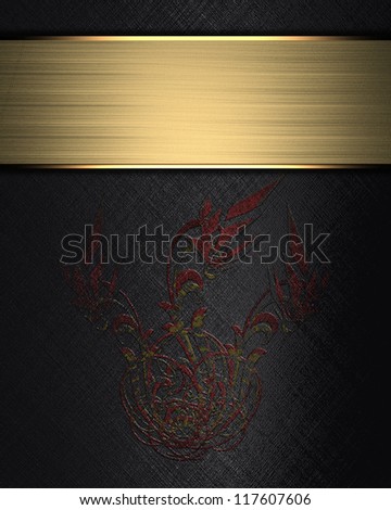 The template for the inscription. Black background with red flower and with a gold nameplate.