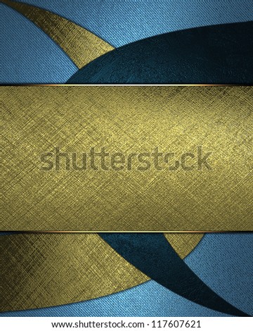 The template for the inscription. Blue background with abstract patterns of blue and gold color and name plate for writing.