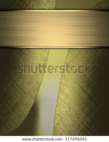 The template for the inscription. Gold Background with abstract gold pattern and gold nameplate.