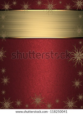 The template for the inscription. Beautiful Christmas red background with stars on the edges and name plate for writing.