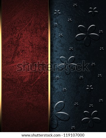 Old Blue background with painted flowers with red nameplate for writing
