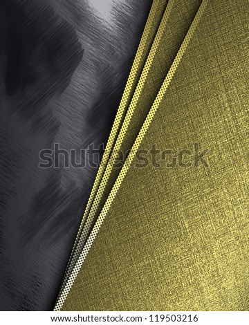 Design template - black Background with tilted gold sheets of paper. Template for an inscription