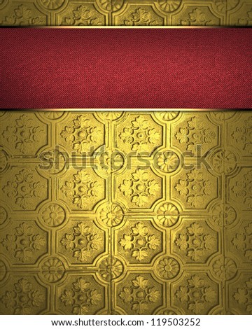 Template for inscription. Design template - Gold background with red nameplate