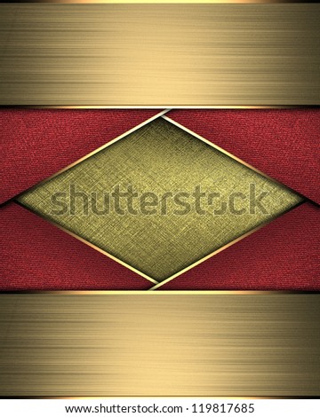 Design template - Abstract Gold Background with red ribbons and gold edges