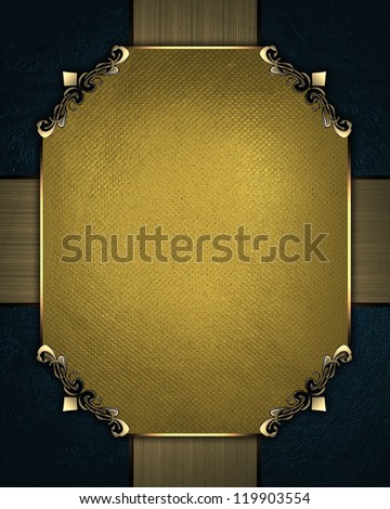 Design template - Abstract Blue Background with gold ribbons and gold nameplate