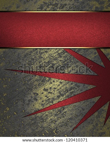 Template for writing. Background from shabby gold, with a red plate and red pattern