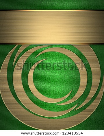Template for writing. Green background with gold pattern and a sign for the letter