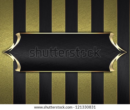 Design template - background with black and yellow stripes with black name plate and a gold trim