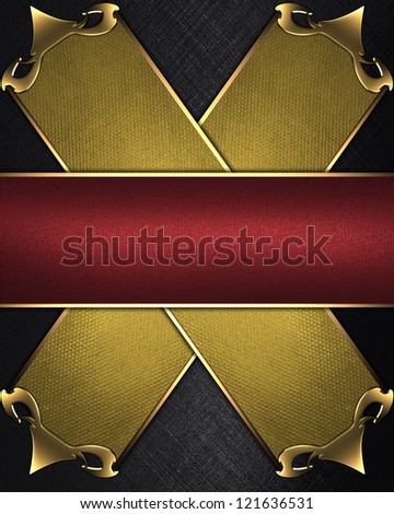 Design template - Design template - Black Background with two intersecting plate with a gold trim, and red nameplate