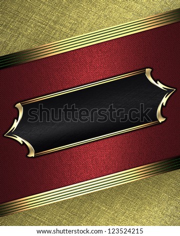 Template for writing. Red background and gold name plate with gold ornate edges.