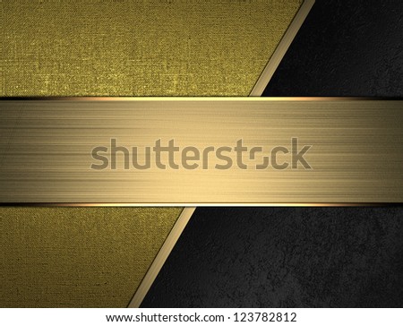 Gold and black texture separated gold ribbon and gold nameplate