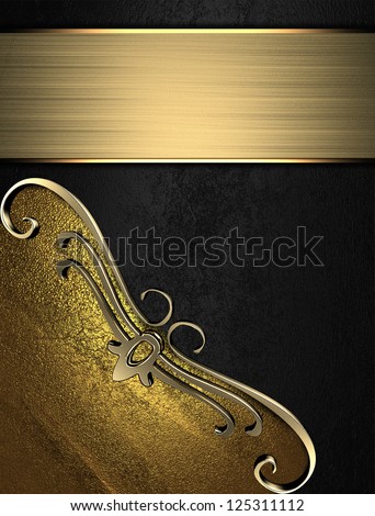 Design template - Black rich texture with gold corners and gold trim and gold plate.