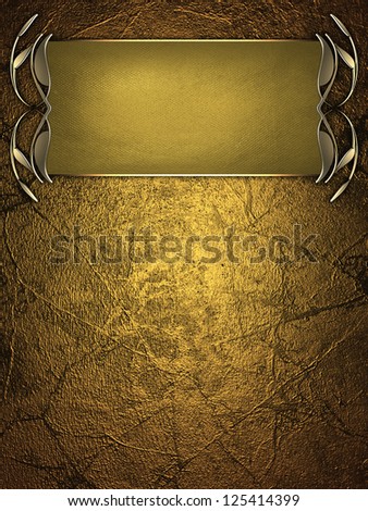 Gold name plate with gold ornate edges, on gold background