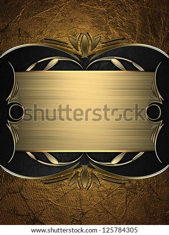 Design template - Gold texture with the gold plate with a beautiful gold ornament