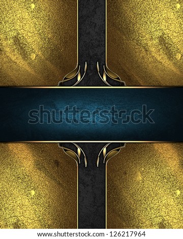 Design template - Golden plate with gold trim with ribbons of black and blue