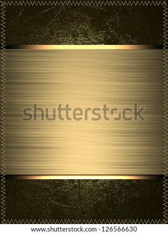 Template for writing. Gold name plate with gold edges, on gold background