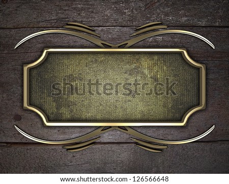 Design template - Wooden texture with gold name plate with gold ornate edges