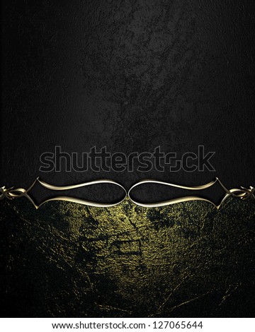 Worn out Dark name plate with gold ornate edges, on black background