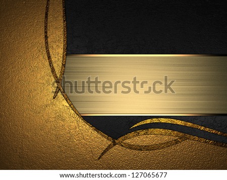 Design template - Gold and black texture with golden ornaments and gold nameplate