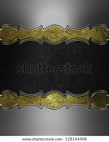 Abstract iron texture with black nameplate and gold pattern
