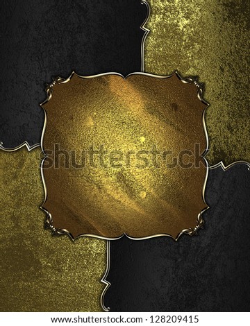 Background with black and gold accents and a sign from gold with gold trim