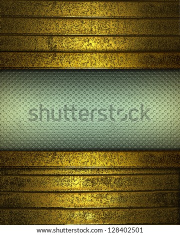 Design template - Golden background with stripes with green name plate. Template for writing