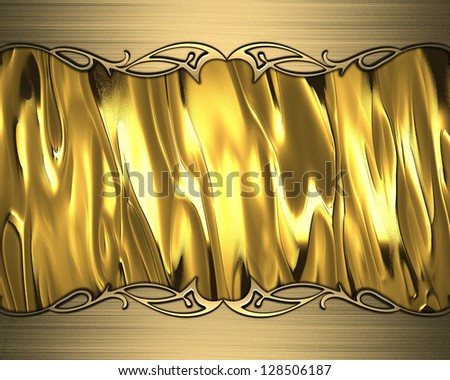 Design template - Abstract gold background with gold edges and gold trim