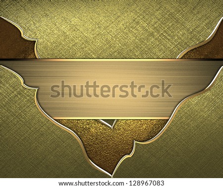 Design template -  Golden texture with a beautiful gold ribbon with gold edges