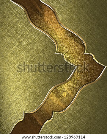 Design template -  Golden texture with a beautiful gold ribbon with gold edges