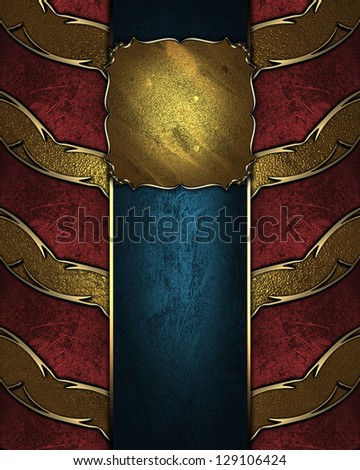 Design template - Red ribbons with gold ornate edges with blue nameplate, and gold plate
