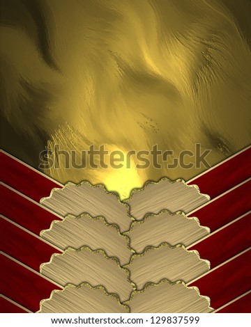 Beautiful abstract background with gold ornaments of red tape