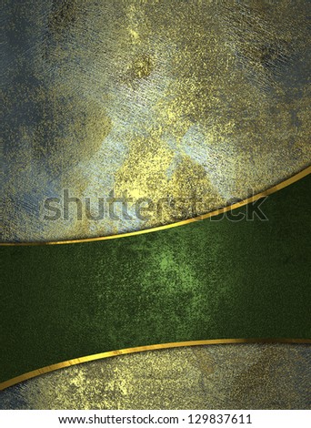 Old rusty background with green ribbons and gold trim. Background for writing