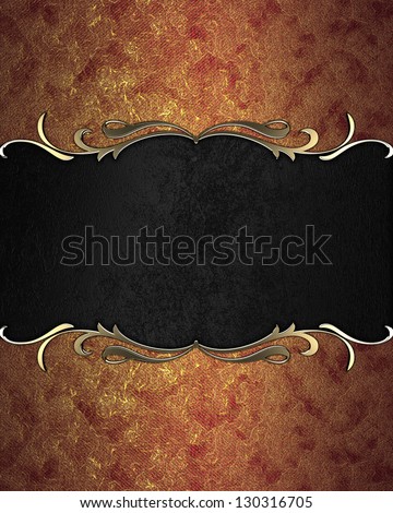 Design template - Abstract red-gold texture with black plate with gold ornament edge