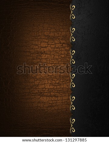 Abstract wooden background with black background and gold trim