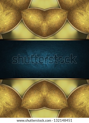 Abstract yellow background with gold inserts and blue plate for writing