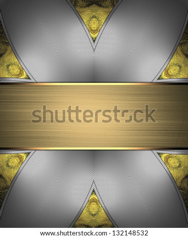 Abstract iron plate on a gold background with gold plate